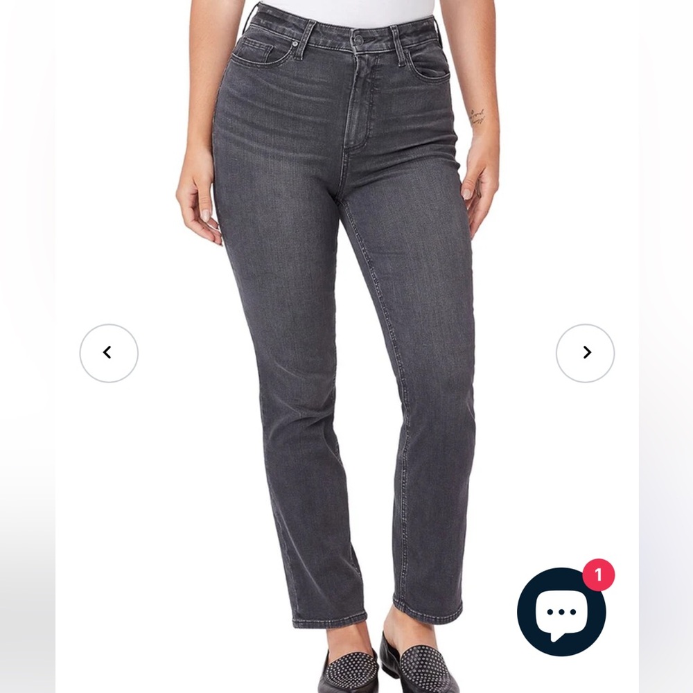 Paige Flaunt Ultra High Rise Straight Jean in Dark Magnet